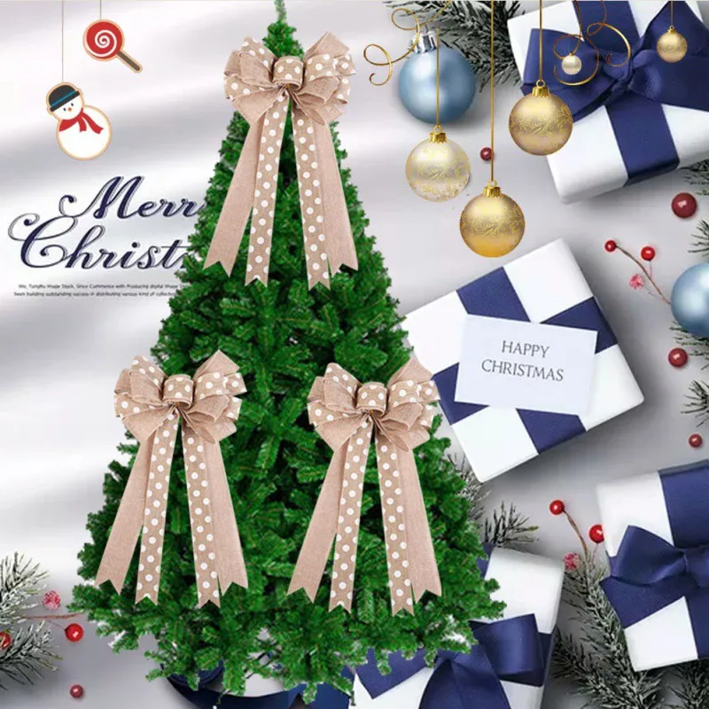 Имитация мешковины Рождественский бантик висячие украшения ручной работы Рождественский бантик Рождественская елка украшения праздничные вечерние поставки