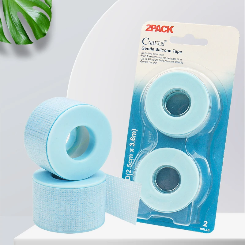 Eyelash Extension Tape 2Pcs Non-woven Medical Silicone Gel Eyelash Tape Breathable Sensitive Resistant Blue Under Eye Pad Eyelash Extension Tools