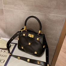 

Women's Bag Rivet Lingge Sewing Single Shoulder Bag Soft Pu Leather Brand Designer Handbag High Sense Personalized Fashion Bag