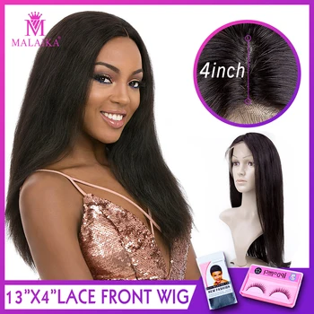 

MALAIKA HAIR Straight Lace Front Wig baby hair Lace Frontal Wig 130% Density 13X4 Malaysian Straight Lace Front Human Hair Wigs