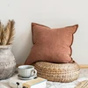 Plain Cushion Cover 45x45cm Linen Pillow Cover Ivory Dark Grey Coffee Fringed For Home decoration Bed Sofa Couch ► Photo 3/6