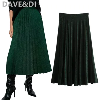 

DAVE&DI skirt women pleated Bright wire mid-calf stirped faldas mujer moda 2020 skirts womens