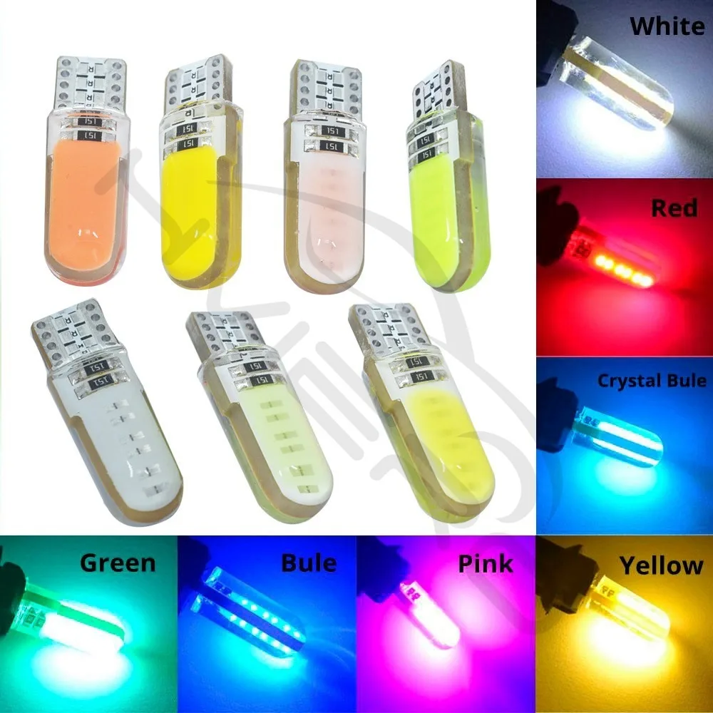 Hviero T10 W5W Red COB LED Silicagel Waterproof 194 501 Wedge Led Car Marker Light Reading Dome Lamp Auto Parking Bulbs for lada DC 12V