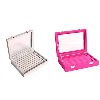 

Jewelry Box Organizer 8 Grids with Glass Showcase Storage Container