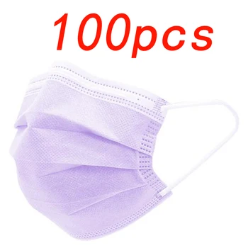 

100pcs Disposable Purple Masks Breathable Mask Earloop Non Woven Fabric Mask