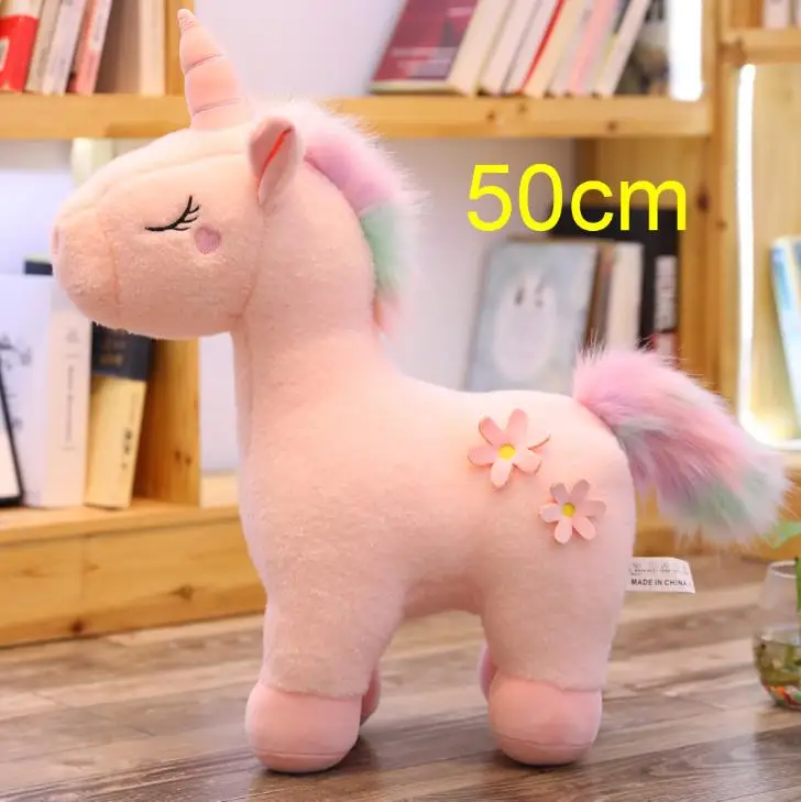 25-100 см, большой размер, kawaii, единорог, плюшевые игрушки, 3 вида стилей, чучело, животное, единорог, лошадка с куклой, мягкая детская подушка для домашнего декора, подарки - Цвет: 50CM stand pink