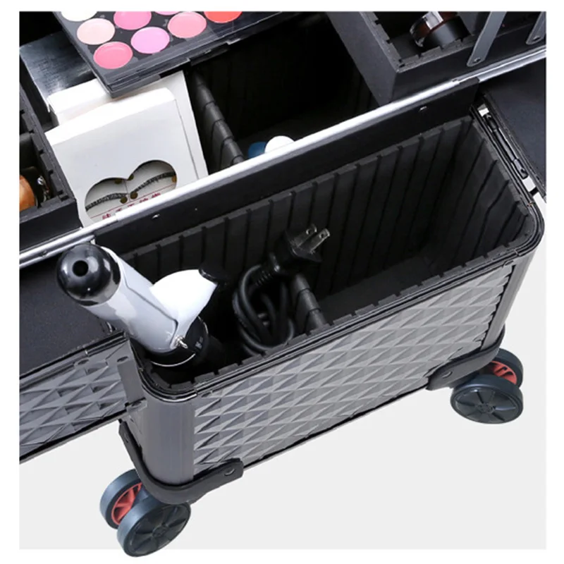 Professional Pull-rod Cosmetic Box Hairdressing Toolbox Beauty Embroidery Semi-permanent Multi-layer Makeup Tools& Accessories
