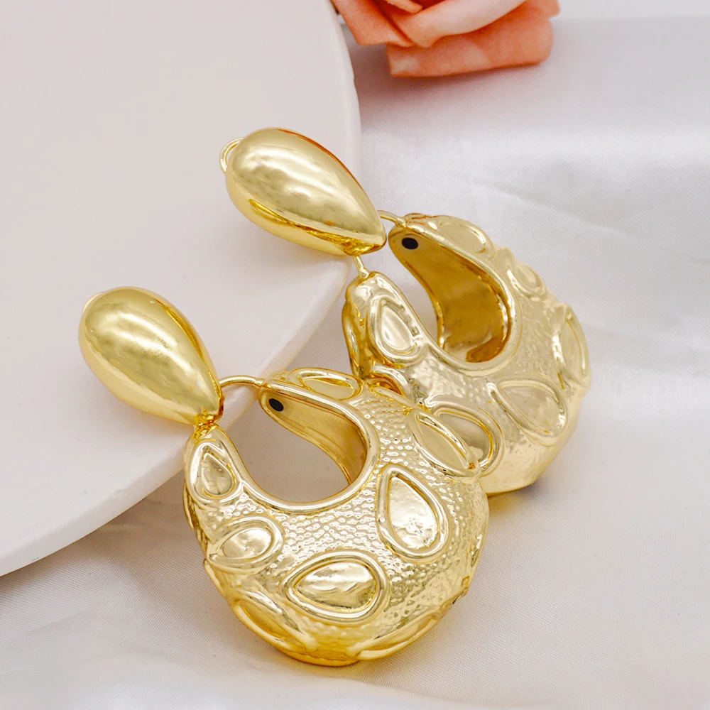 2022 Fashion Drop Copper Earrings Round Big Earrings African Women Crystal Earrings Circle Coper Earrings