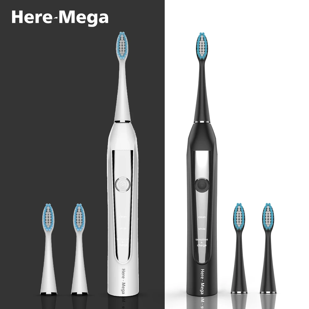 HERE-MEGA электрическая звуковая зубная щетка USB перезаряжаемая электронная автоматическая Очищающая щетка головка ультра звуковая отбеливающая зубная щетка для взрослых