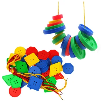 

Geometric Buttons DIY Set Lace Toys Educational Fine Motor Skills Montessori Preschool Kindergarten Children Boys Girls Gift