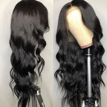 Бразильские волнистые волосы парик Синтетические волосы на кружеве парик с ребенком волосы Remy парик 150% 13x4 Синтетические волосы на кружеве al парик из человеческих волос для темноволосых Для женщин