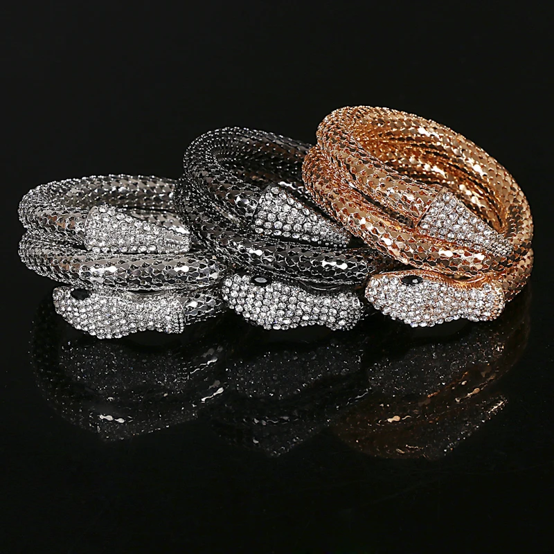 Настоящий Pulseiras Pulseira Masculina Готический модный Змеиный браслет, растягивающийся браслет, спиральный дизайн, манжета на руку для женщин