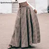 French Chic Vintage High Waisted Button Design Back Lace-Up Corset Skirt Women Autumn Winter Thick A-Line Long Maxi Wool Skirts 1
