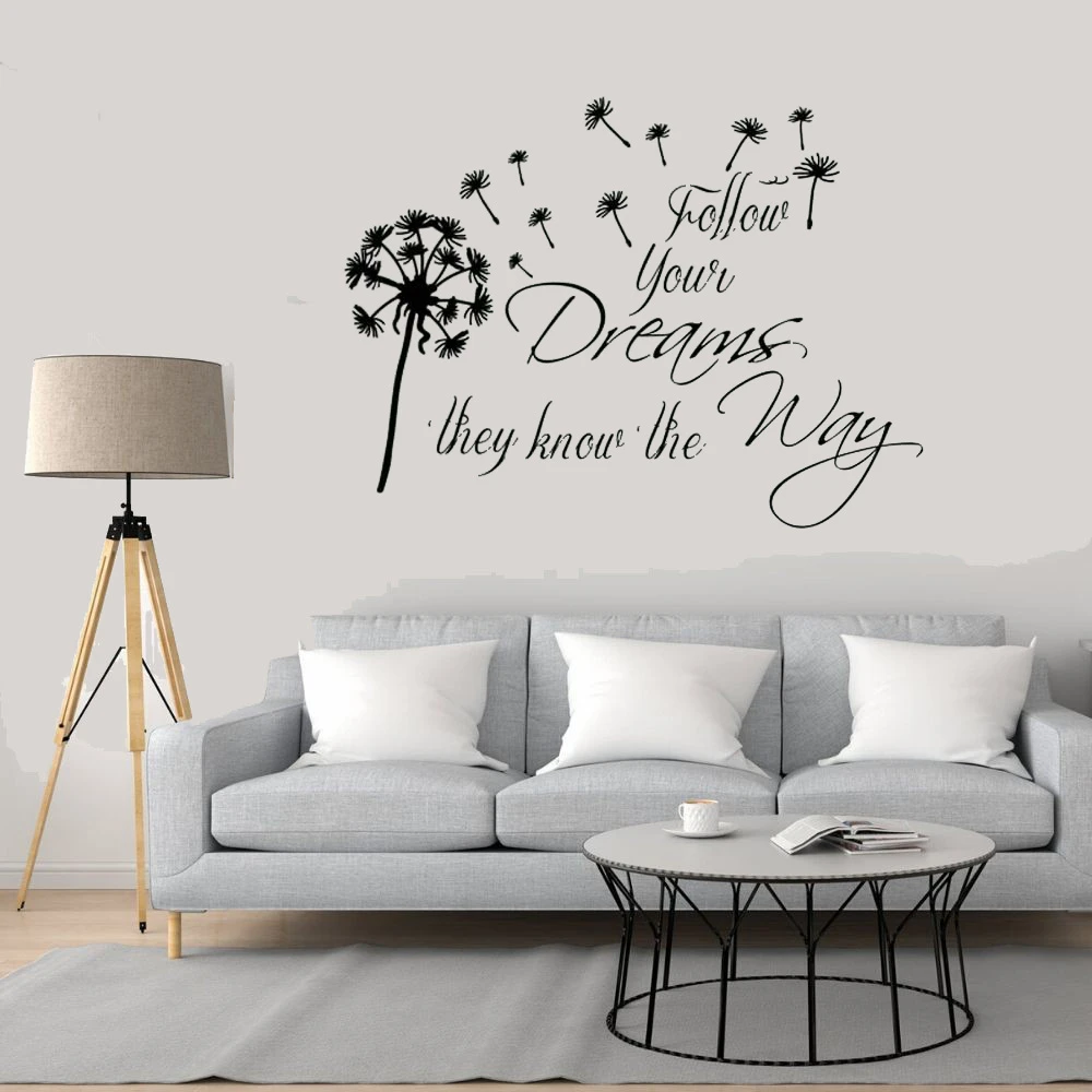 Inspirational Wall Sticker Quotes Dandelion Inspirational Wall Stickers Quotes Dream Chasing English  Recording Stickers Suitable For Bedroom Wall Stickers|Wall Stickers| -  Aliexpress