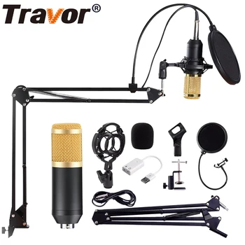 

Travor BM800 Condenser Audio 3.5mm Wired Microphone Professional Studio Microphone For Radio Braodcasting Singing Mic Holder