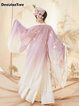 

2020 women hanfu cloak traditional chinese dress cloak water sleeve chiffon lace vintage flower embroidery Sunscreen Cardigan