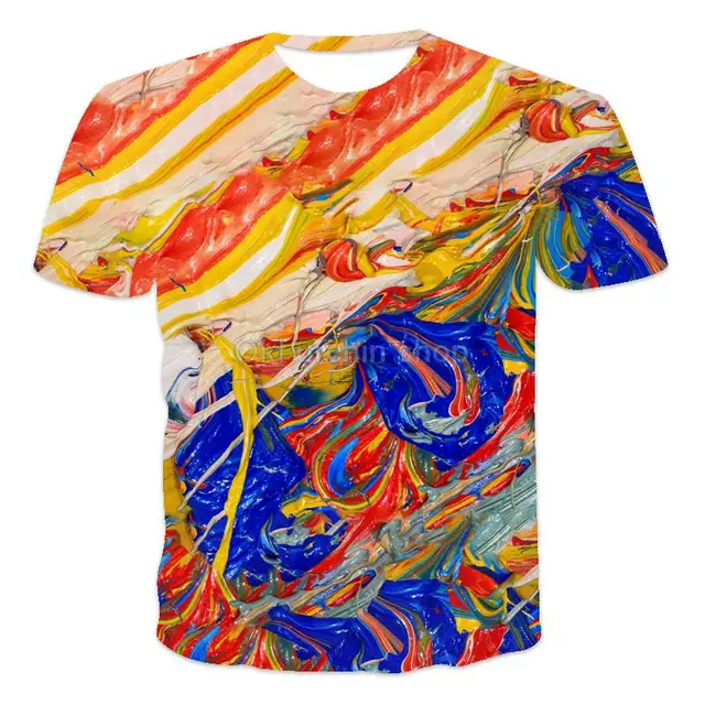 Colorful 3d graffiti printing men's T-shirt fashion tops 2021 summer casual breathable retro style cost-effective summer T-shirt wms061