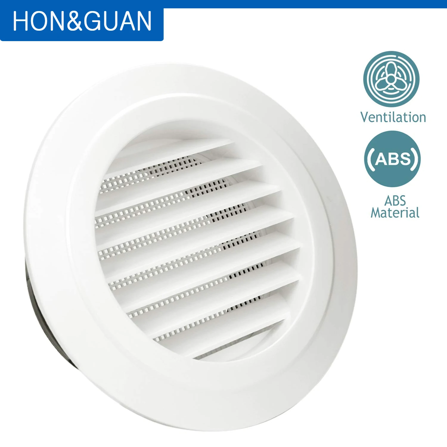 Without Flange Built-in Insect Screen HVAC Vents for Bathroom Air Vent Cover - White Vent Systems 4'' Inch Duct Grill Cover 6.9 x 6.7 Kitchen Air Vent Louver Home Office 