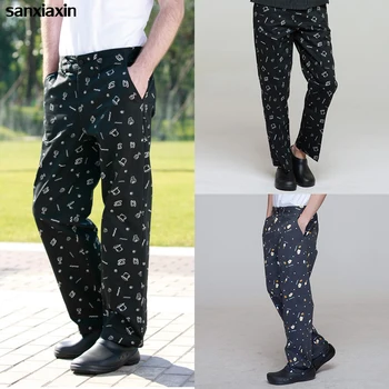 

High quality hotel chef pants restaurant kitchen cooking suit pants comfortable breathable elastic waist pocket working pants