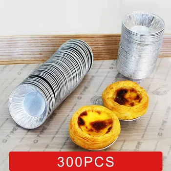 

300pcs Aluminum Foil Egg Tart Pan Molds Mini Pot Pie Baking Plate Disposable Baking Cups Round cake Base Cupcake Case Tin Tray S