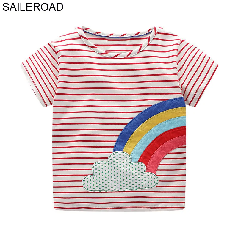 6096 same picture SAILEROAD/летние футболки для маленьких девочек от 2 до 7 лет с мультяшными животными, морской черепашкой, детские шорты для девочек хлопковая футболка - Цвет: 6096 same picture