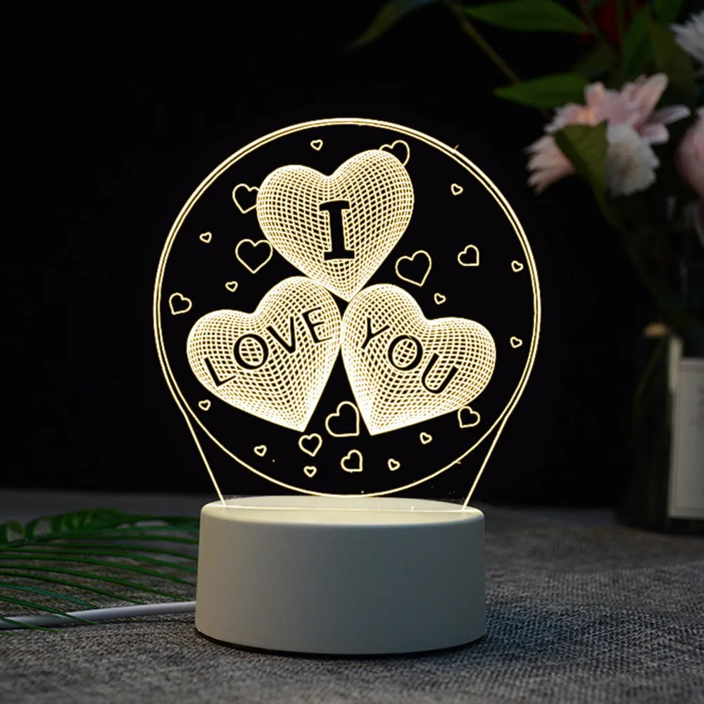 3D USB акриловый ночник светодиодный настольный стол для спальни Декор подарок теплая белая лампа переключатель Светильник Настольный лава лампа игровые вентиляторы подарки