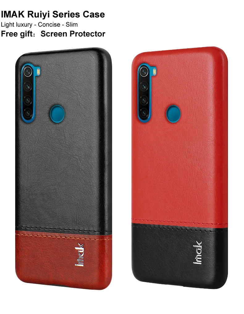 IMAK для Xiaomi Redmi Note 8 чехол Роскошный кожаный чехол из искусственной кожи чехол s для Redmi Note 8 Pro твердый PC задняя крышка