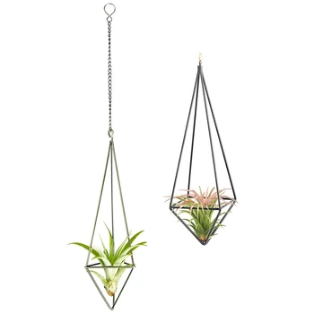

1 Pack Hanging Air Plant Holder Bronze & 1x Modern Rustic Art Style Freestanding Hanging Iron Tillandsia Air Plant Rack