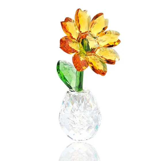 H&D 3 Kinds Christmas Gift Crystal Flower Figurines Glass Craft Ornament Home Wedding Table Centerpiece Decoration with Gift Box - Цвет: Type 1