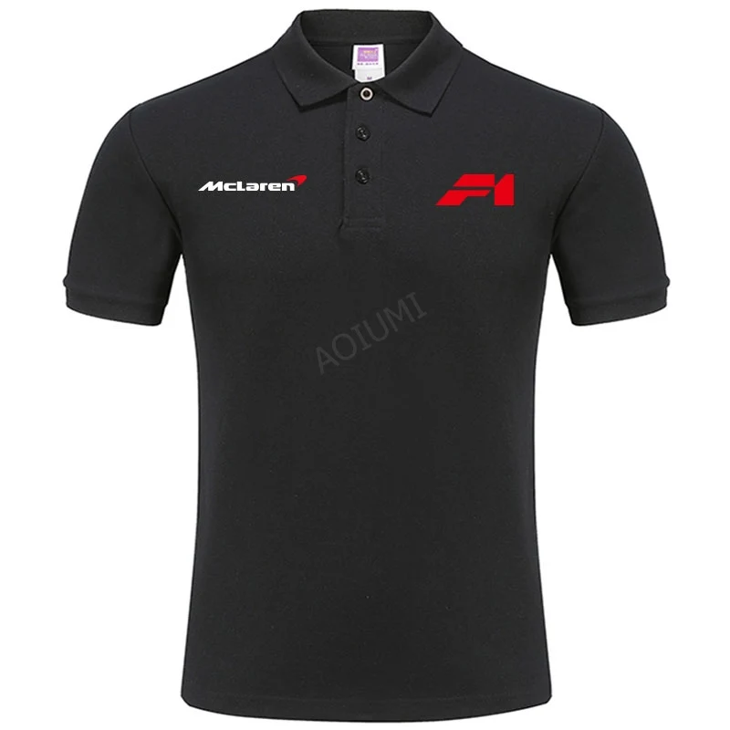 Mclaren-Polo de manga corta con logotipo de marca, Polo de colores sólidos, tops informales de diseño