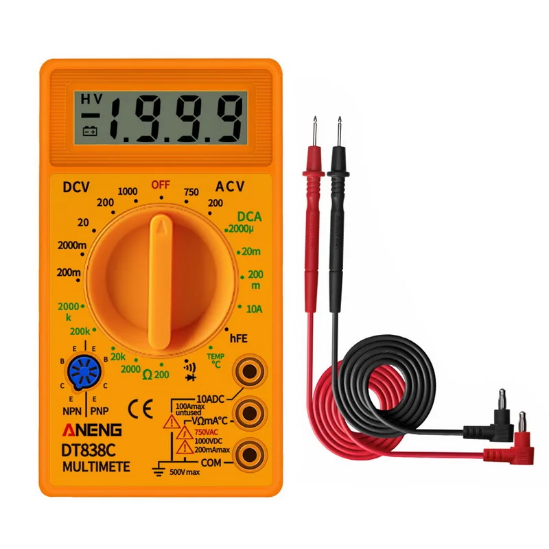 LCD Digital Multimeter DT830G/DT830X/DT830C Handheld AC/DC Tester Voltage Current Ohmmeter Meters Tester Tools - Color: DT830C