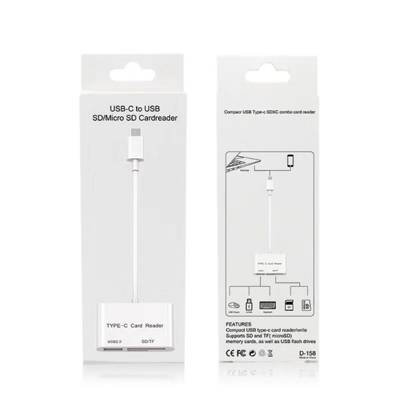 Тип-c 2,0 SD/mirco SD считыватель карт OTG адаптер для Android и IPhone Белый 3 в 1 USB 2,0 концентратор