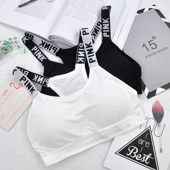 Women's Sports Bra Push Up Fitness Bra  Bra Sport Underwear Running Gym Fitness Tops Black White Letters Seamless Underwear 3