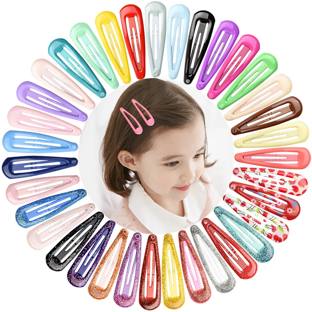 Hair-Clips Barrettes Styling-Accessories Color Children Snap Metal Girls Women 20pcs