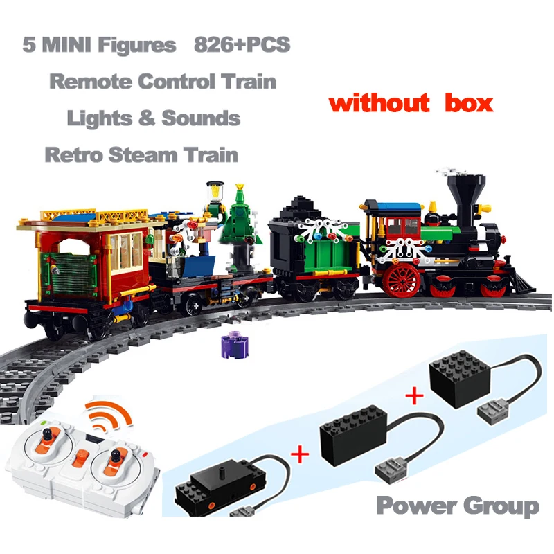 

826 PCS Christmas Train Set Railway Track Bricks Toy For Boys Kids Xmas Tree Gift 2.4G RC Steam Train LegoINGlys Building Blocks
