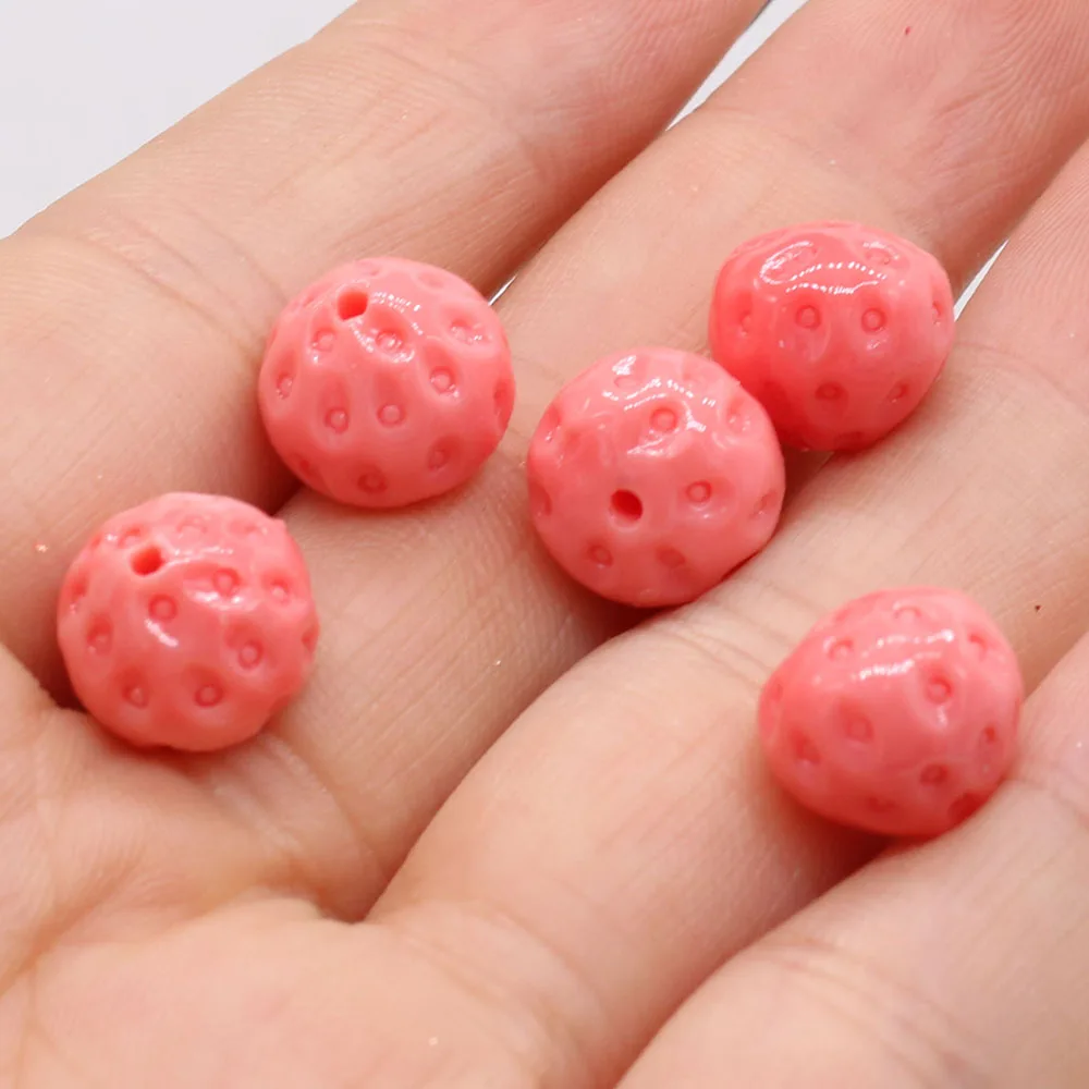 70PCS Wholesale Coral Pink Strawberry Beads Crafts For Jewelry Making DIY Necklace Bracelet Earring Accessory Charm Gift
