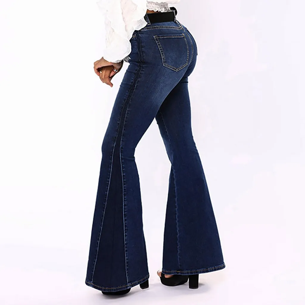 Womail джинсовые расклешенные брюки, джинсы для женщин, расклешенные брюки для мам с карманами на пуговицах, средняя талия, хлопковые джинсы, повседневные женские джинсы AG22