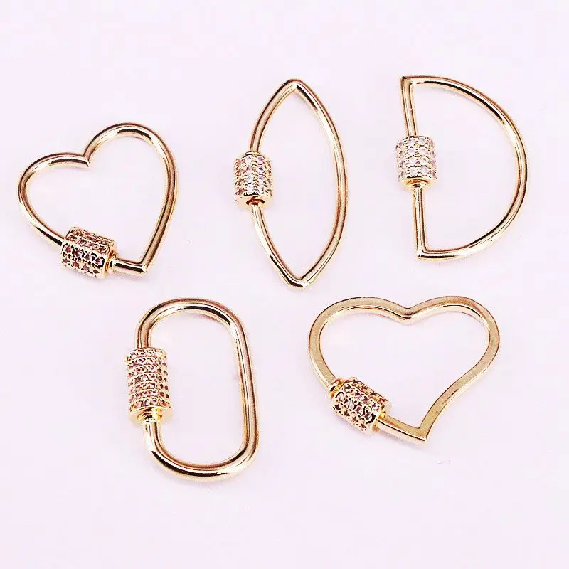 6 шт. CZ Micro Pave застежки позолоченный крест хамса руки геометрическое Сердце