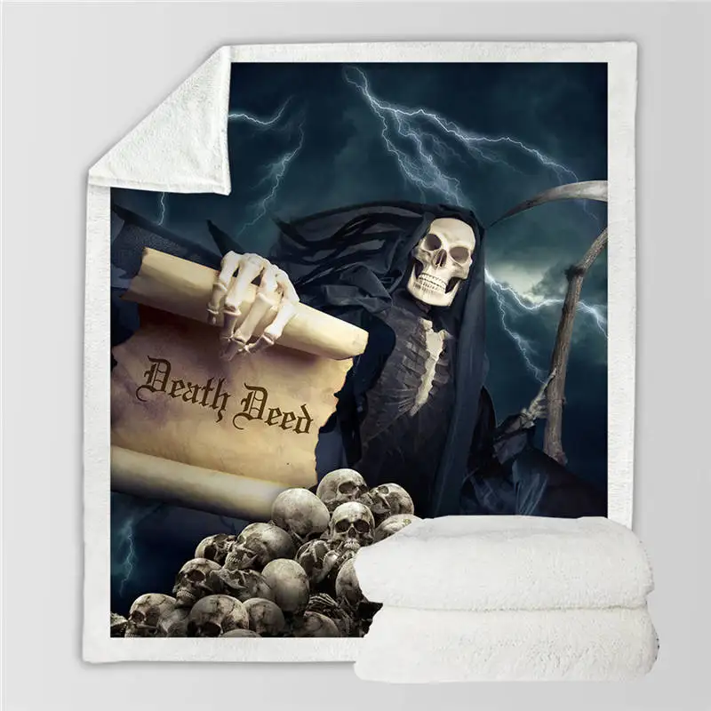 Skull18 BeddingOutlet, сахарное одеяло с черепом для кроватей, цветочные розы, тонкое одеяло, модное покрывало, 130x150 см, Флисовое одеяло - Цвет: Skull18