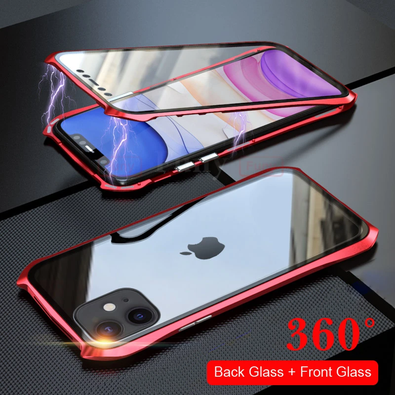 Для iPhone11 Pro Max Чехлы Магнитный чехол для iPhone 11 360 металлический телефона полное