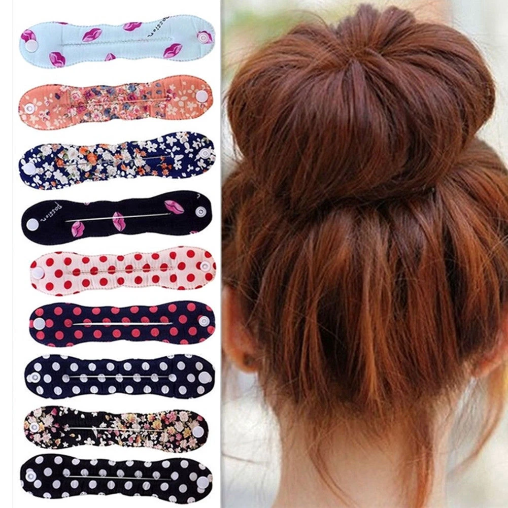 wedding hair clips Women Sponge Hair Twist Styling Clip Stick Bun Maker Braid Magic Tool Hair Accessories Floral Polka Dot Female Hairband shein hair accessories