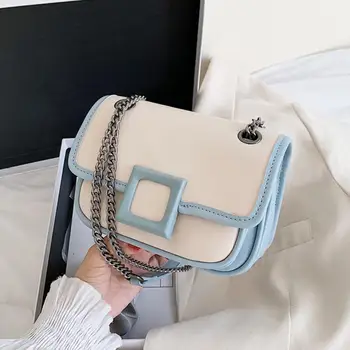 

Contrast color Leather Crossbody Bags For Women 2020 Travel Handbag Fashion Simple Shoulder Messenger Bag Ladies Cross Body Bag