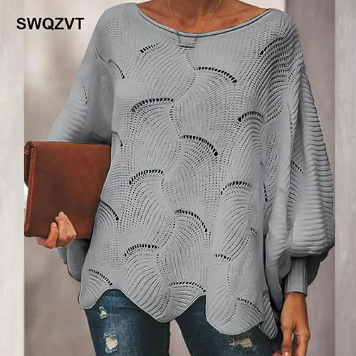 Вязаный женский свитер, пуловер, сексуальные вязанные топы, однотонная зимняя одежда, женский джемпер, свитера для женщин - Цвет: gray