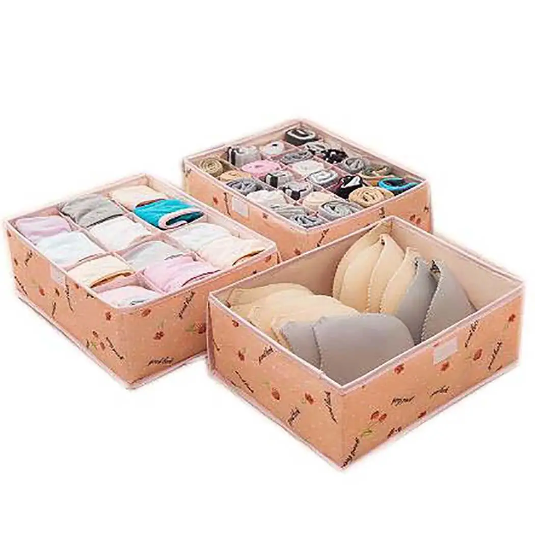 pink cherry 7 стиль 3 шт Нижнее белье Бюстгальтеры Носки коробка для хранения Многофункциональный Органайзер Домашний для хранения - Цвет: pink cherry