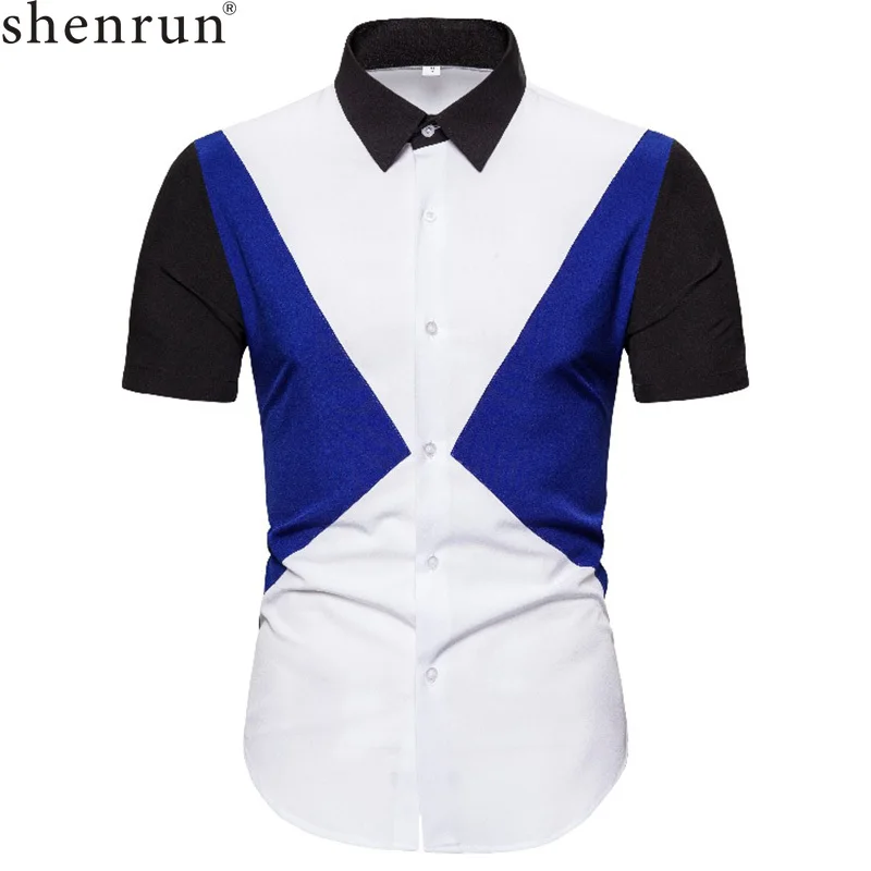 

Летние рубашки Shenrun с коротким рукавом, подходящие цвета, модная деловая формальная повседневная рубашка в японском стиле, для пляжа, праздника, повседневной жизни