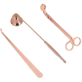 

Candle Snuffer Candle Accessory Set, Best Gift with Wick Trimmer, Wick Dipper and Bell Snuffer Rose Gold