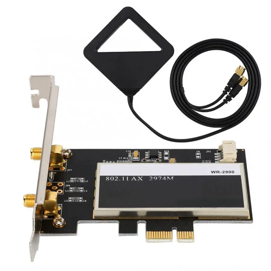 

For Intel AX200 WR-9200 Desktop PC 2974M 2.4G/5G BT5.0 PCI-E Wireless Card + 2pcs 6DBi Antenna Dual Band Network Card