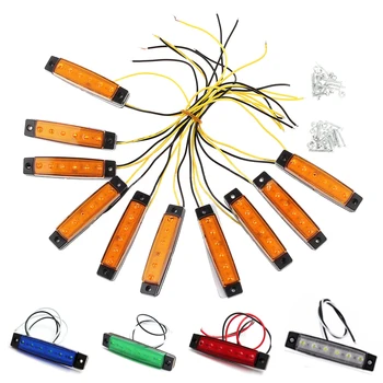 

10 Pcs 12V 6 LED Amber Side Marker Indicators Lights Truck Trailer Lamp