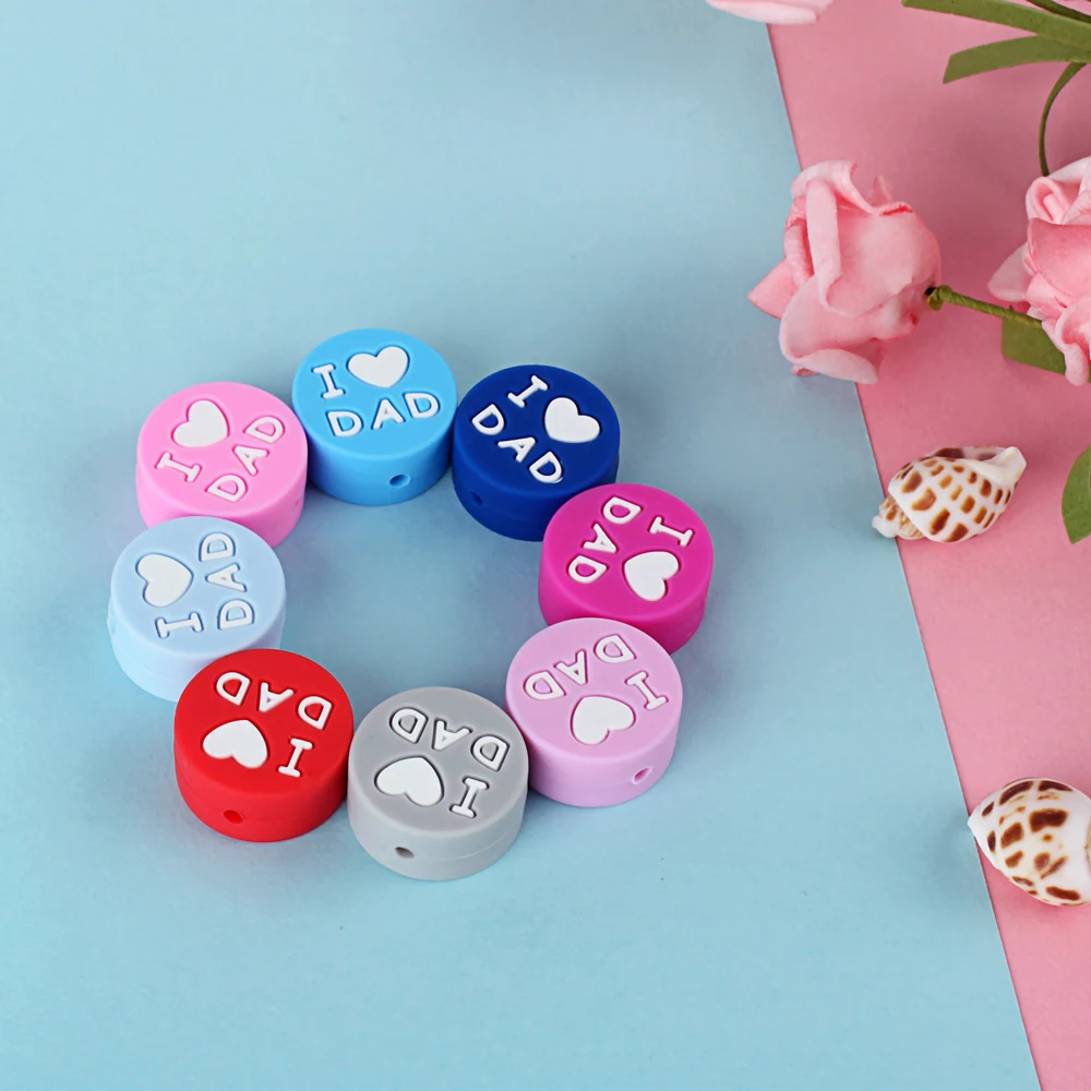 10Pcs I love mom Silicone Beads teething toys silicone teething toys baby teething toys silicone beads silicone teether silicone teething beads Baby Products Teething Chew Toys For DIY Jewelry Making BPA Free Mordedor Silicone Beads Pearl