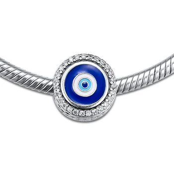 

Evil Eye Silver Dangle charms 925 Sterling Silver jewelry bead Fit Bracelet pendant necklace for Women DIY Memnon Jewellery Gift